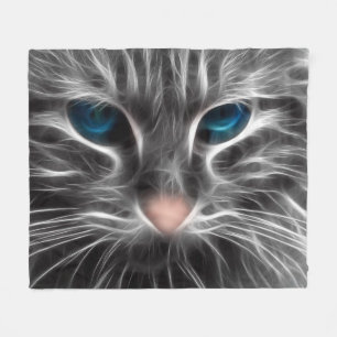 Awesome Blue Eyed Cat Face Fleece Blanket