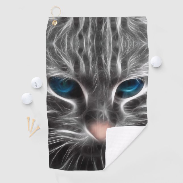 Awesome Blue Eyed Cat Face Golf Towel (InSitu)