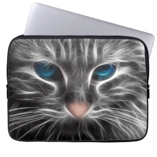 Awesome Blue Eyed Cat Face Laptop Sleeve