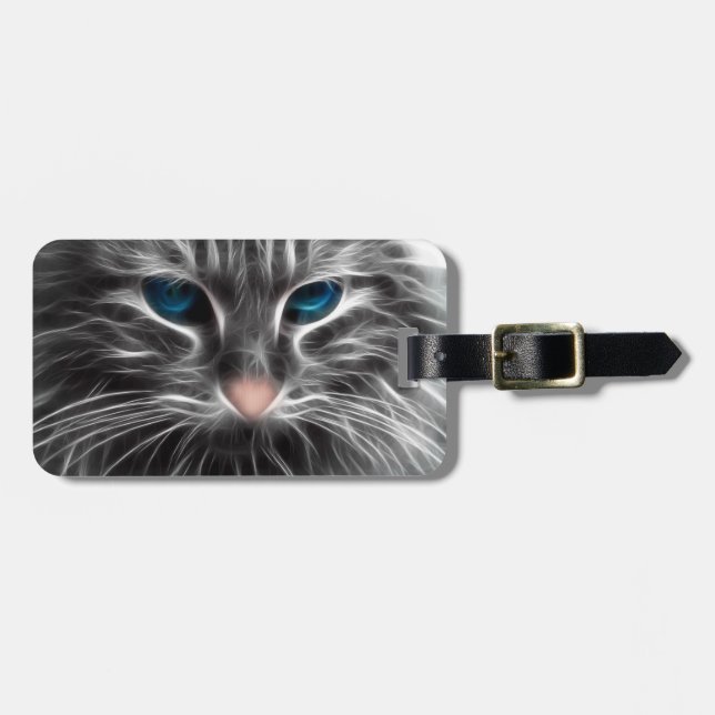 Awesome Blue Eyed Cat Face Luggage Tag (Front Horizontal)