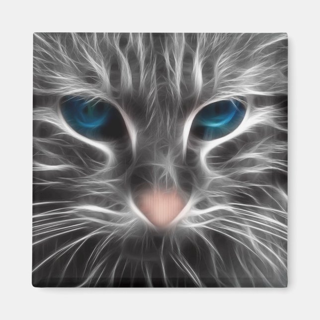 Awesome Blue Eyed Cat Face Magnet (Front)