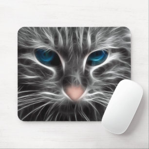 Awesome Blue Eyed Cat Face Mouse Pad