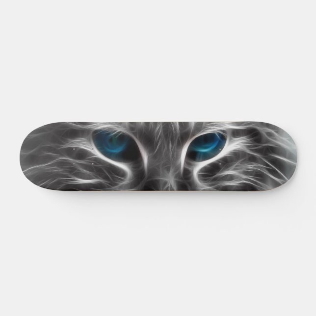 Awesome Blue Eyed Cat Face Skateboard (Horz)