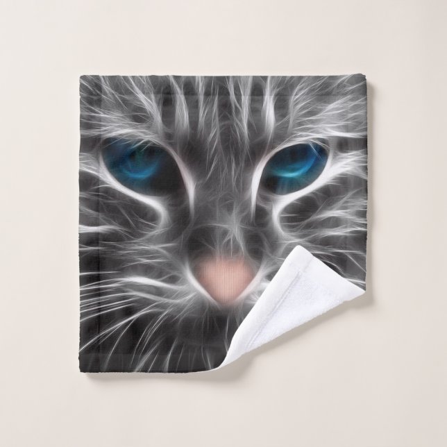 Awesome Blue Eyed Cat Face Wash Cloth (Wash Cloth)