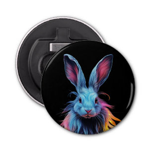 Awesome Blue Rabbit on Fire Bottle Opener