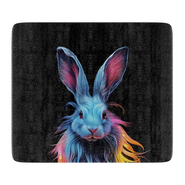 Awesome Blue Rabbit on Fire  Cutting Board (Front)