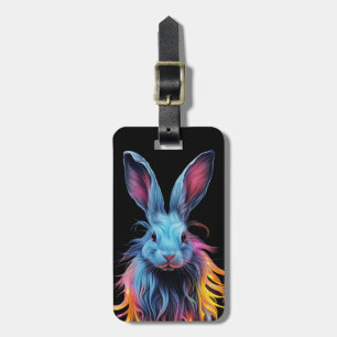Awesome Blue Rabbit on Fire Luggage Tag