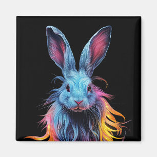 Awesome Blue Rabbit on Fire Magnet