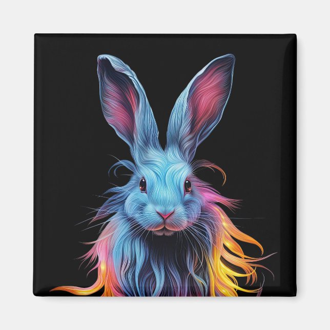 Awesome Blue Rabbit on Fire  Magnet (Front)