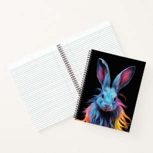 Awesome Blue Rabbit on Fire Notebook