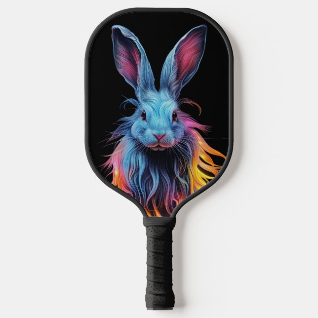 Awesome Blue Rabbit on Fire  Pickleball Paddle (Front)