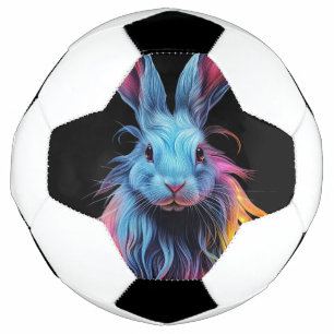 Awesome Blue Rabbit on Fire Soccer Ball