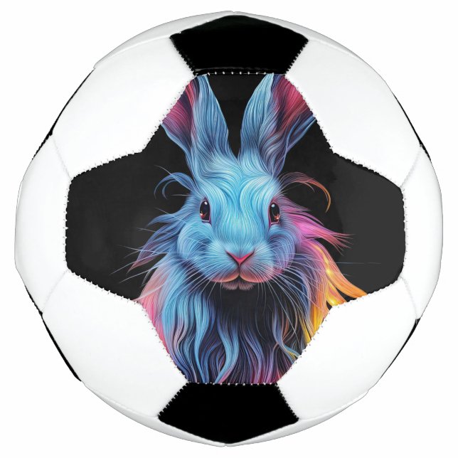Awesome Blue Rabbit on Fire  Soccer Ball (Front)