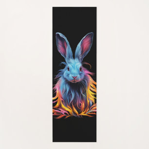 Awesome Blue Rabbit on Fire Yoga Mat