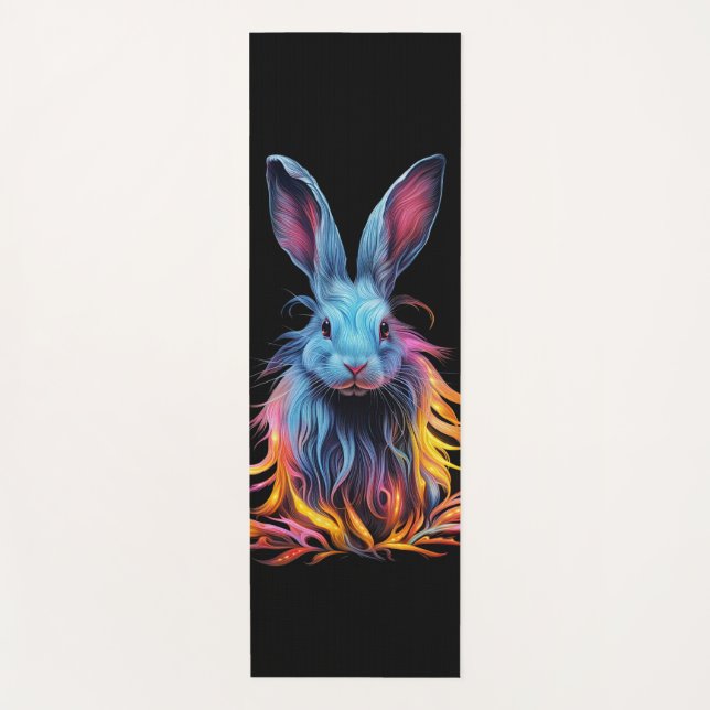 Awesome Blue Rabbit on Fire  Yoga Mat (Front)