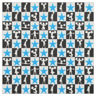 AWESOME BLUE STAR CHEERLEADER FABRIC