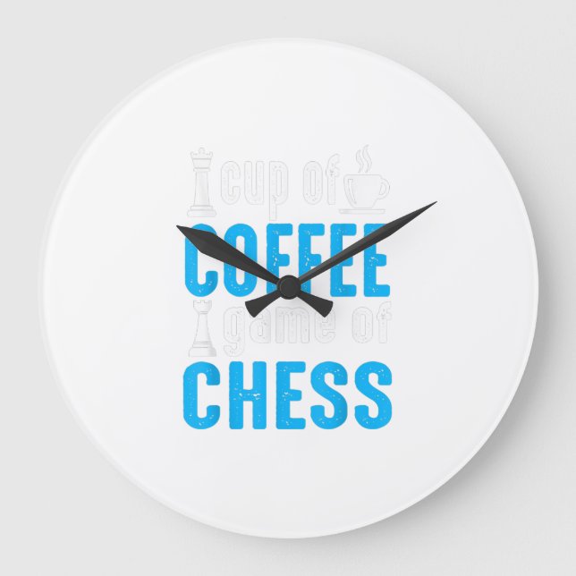 Awesome Board Game - Cup Of Coffee Game Of Chess Large Clock (Front)