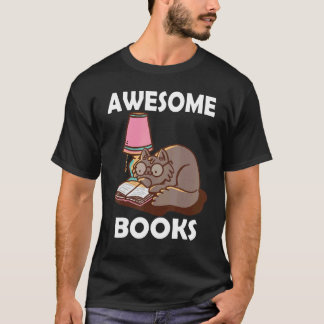 Awesome Books Teacher Reading  Literature Cat Cats T-Shirt