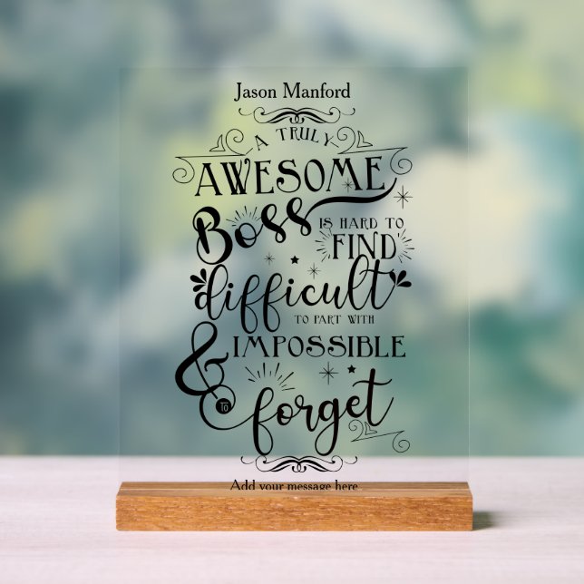 awesome Boss appreciation week card Acrylic Sign (Neutral)
