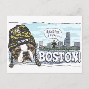 Awesome Boston Fan Black and Gold Cap Postcard
