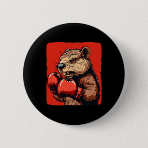 Awesome Boxing Beaver With Gloves For Sports Fans 6 Cm Round Badge