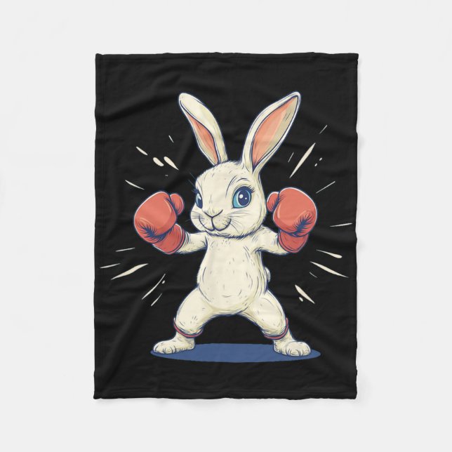 Awesome Bunny With Boxing Gloves For Easter Lovers Fleece Blanket (Front)