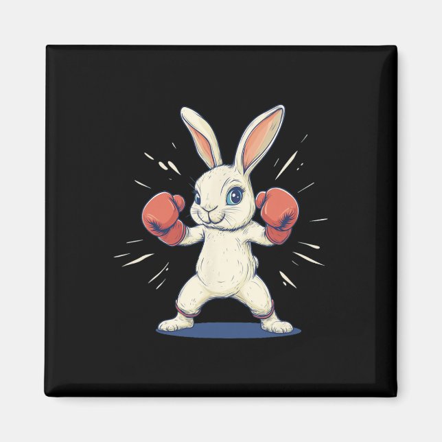 Awesome Bunny With Boxing Gloves For Easter Lovers Magnet (Front)
