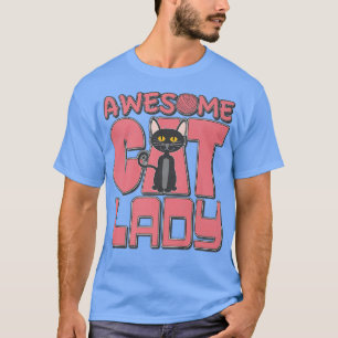 Awesome Cat Lady Fun Cartoon Kitty Kitten Vet Pet T-Shirt