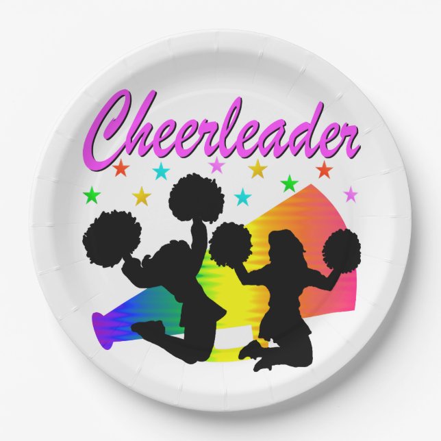 AWESOME CHEERLEADER MEGAPHONE DESIGN PAPER PLATE (Front)