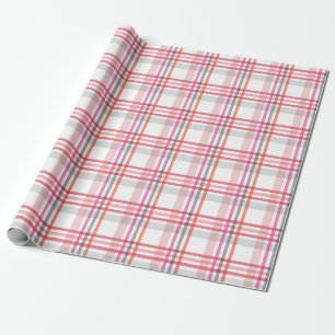 Awesome Chequered Pattern Of Red Orange Pink Wrapping Paper