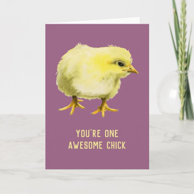 Awesome Chick Funny Baby Chicken Birthday Card (Front)
