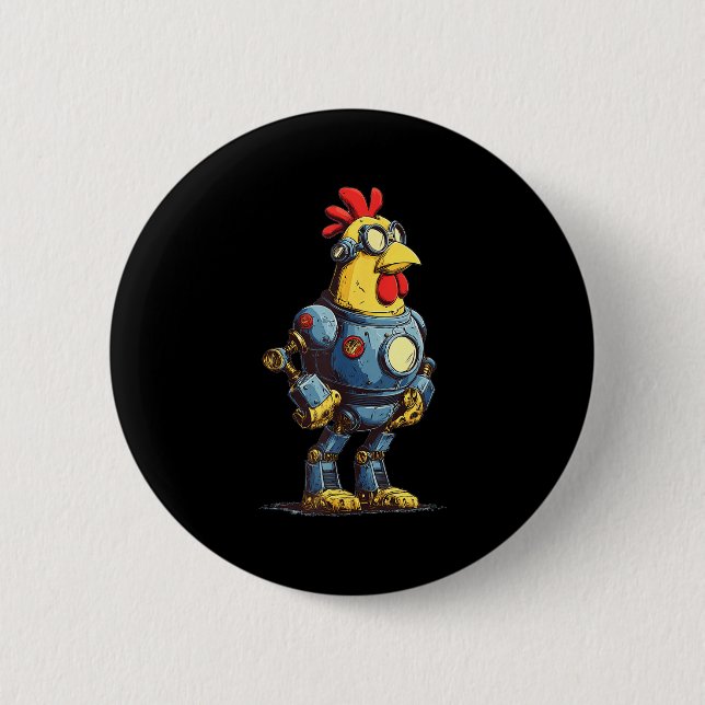 Awesome Chicken Robot For Future Animals Lovers  6 Cm Round Badge (Front)