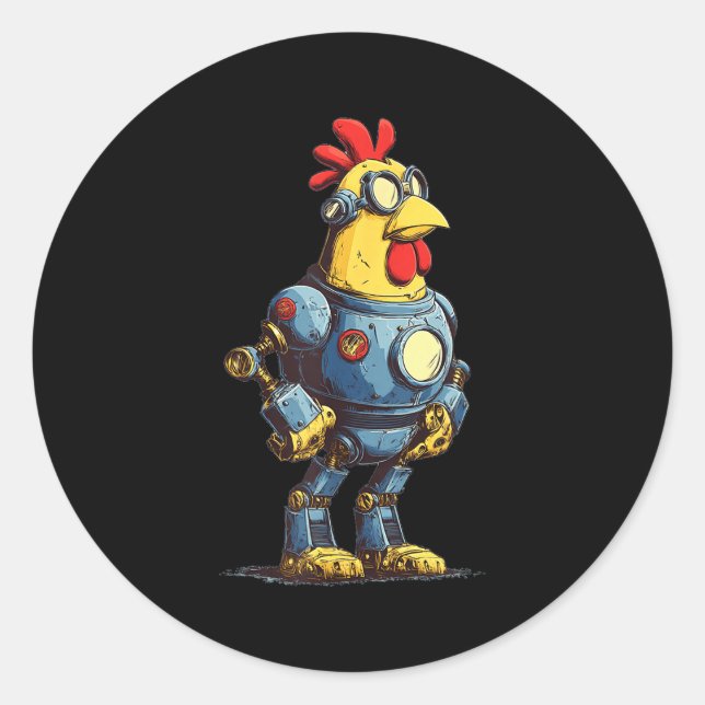 Awesome Chicken Robot For Future Animals Lovers  Classic Round Sticker (Front)