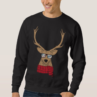 Awesome Christmas Reindeer with Cool Glasses Sweatshirt