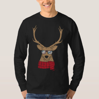 Awesome Christmas Reindeer with Cool Glasses T-Shirt
