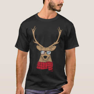 Awesome Christmas Reindeer with Cool Glasses T-Shirt