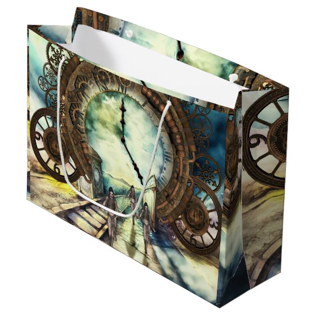 awesome  clockwork large gift bag (Front Angled)