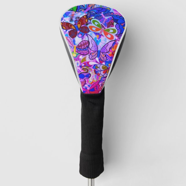 awesome colored butterflies golf head cover (Front)