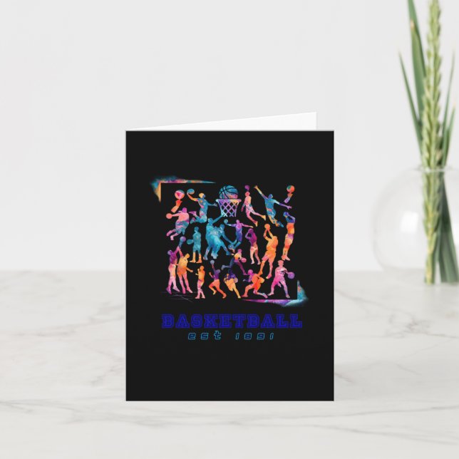 Awesome Colour Splashed Basketball Est 1891 Design Card (Front)