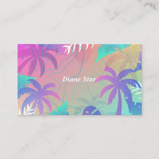 Awesome Colourful Palm Tress Business Card (Front)