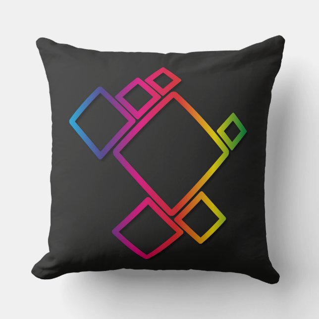 Awesome Colourful Squares on Black No. 1 Cushion (Front)
