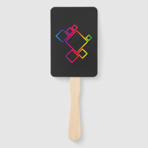 Awesome Colourful Squares on Black No. 1 Hand Fan