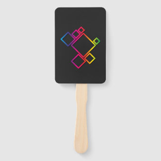 Awesome Colourful Squares on Black No. 1 Hand Fan