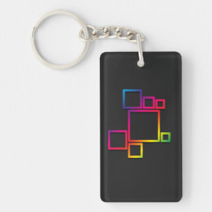 Awesome Colourful Squares on Black No. 1 Key Ring