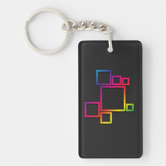 Awesome Colourful Squares on Black No. 1 Key Ring (Front)