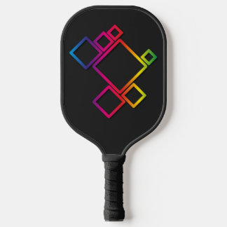 Awesome Colourful Squares on Black No. 1 Pickleball Paddle