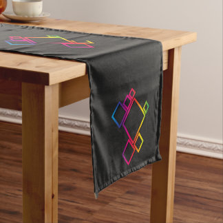Awesome Colourful Squares on Black No. 1 Short Table Runner