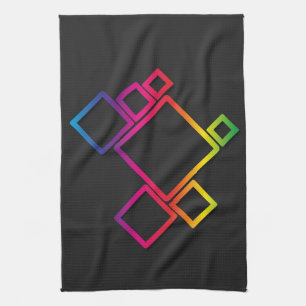 Awesome Colourful Squares on Black No. 1 Tea Towel