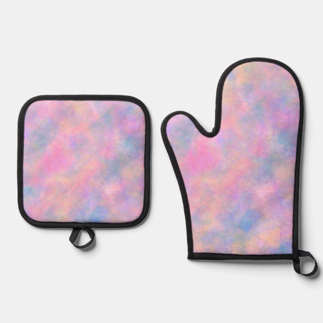 Awesome Combination of Pastel Colours  Oven Mitt & Pot Holder Set (Front)