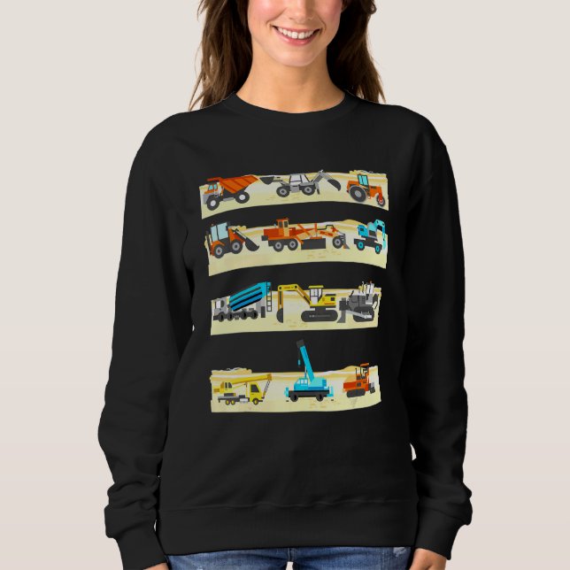 Awesome Construction Vehicles   Trucks kids Boys Sweatshirt (Front)